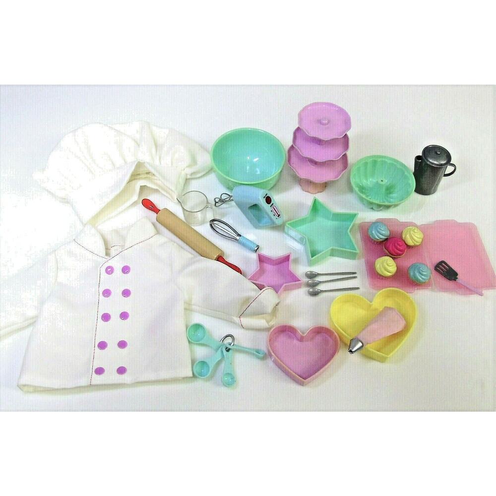 18" Doll Baking Set 27 Pc For American Girl OG My Life Chef Coat Hat Cook Outfit